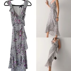 White House Black Market Faux Wrap MIDI Dress size 2 Petite